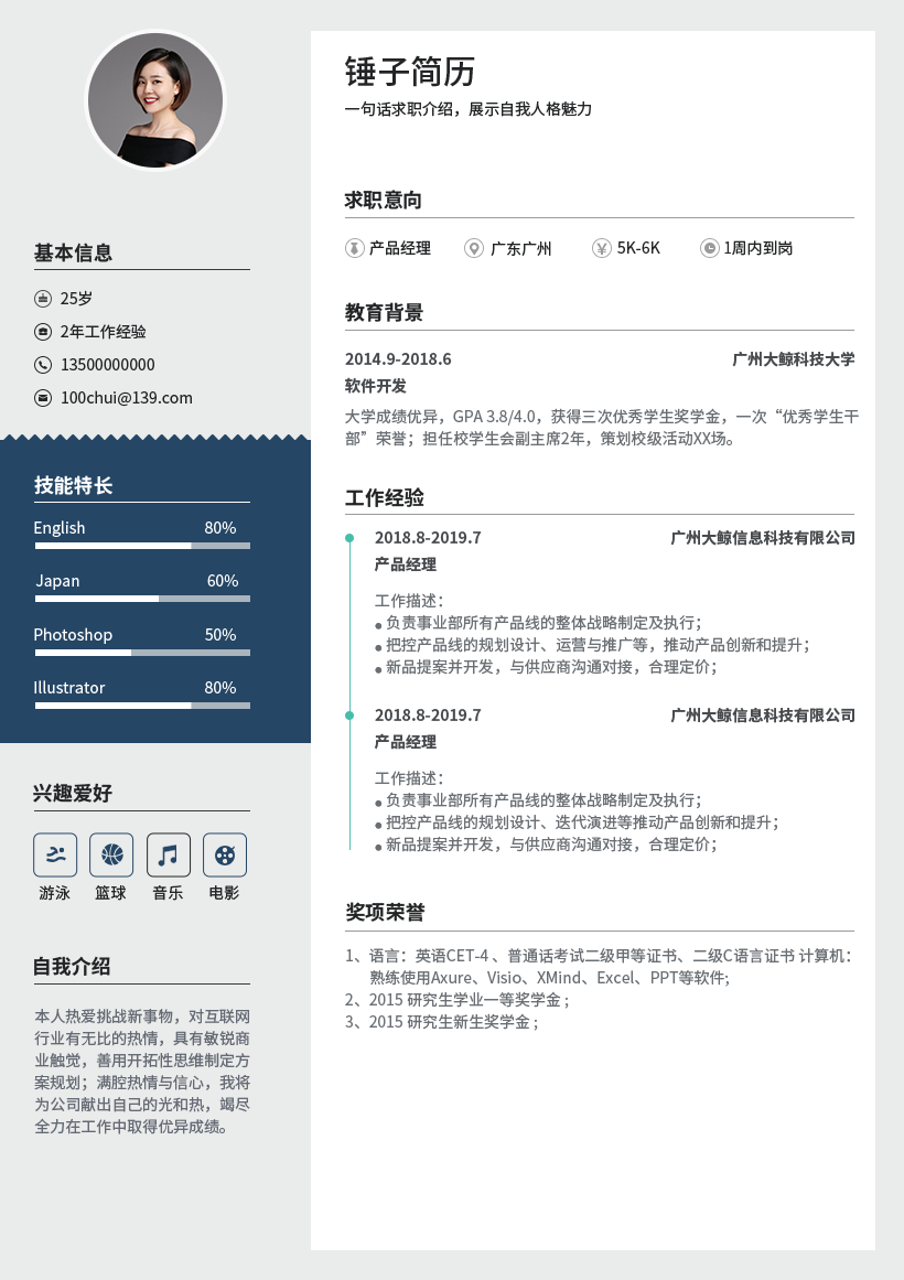 个性时尚简历模板